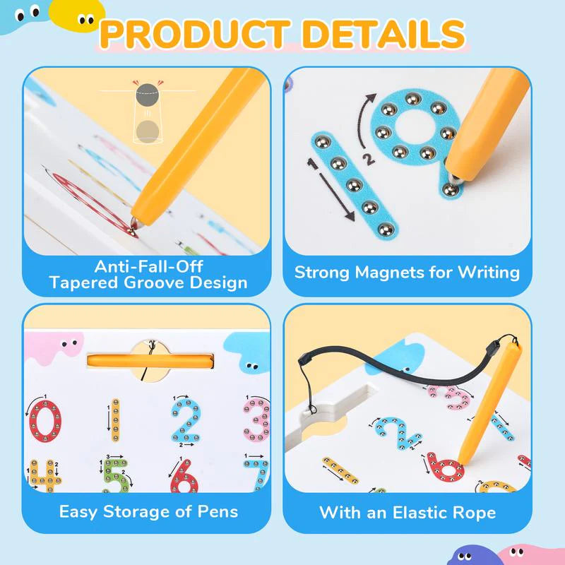 Magnetic Tracing Board (ABC + Numbers, 2-in-1 Learning Tool) - SoulBonne