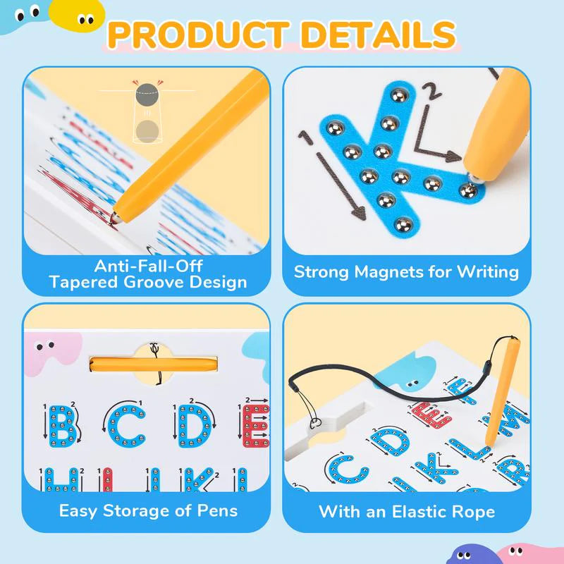 Magnetic Tracing Board (ABC +  Numbers, 2-in-1 Learning Tool) - SoulBonne